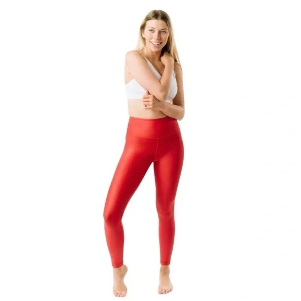 NWT Zyia Active Red Metallic Light N Tight Hi-Rise Leggings 7/8 24” Size 12